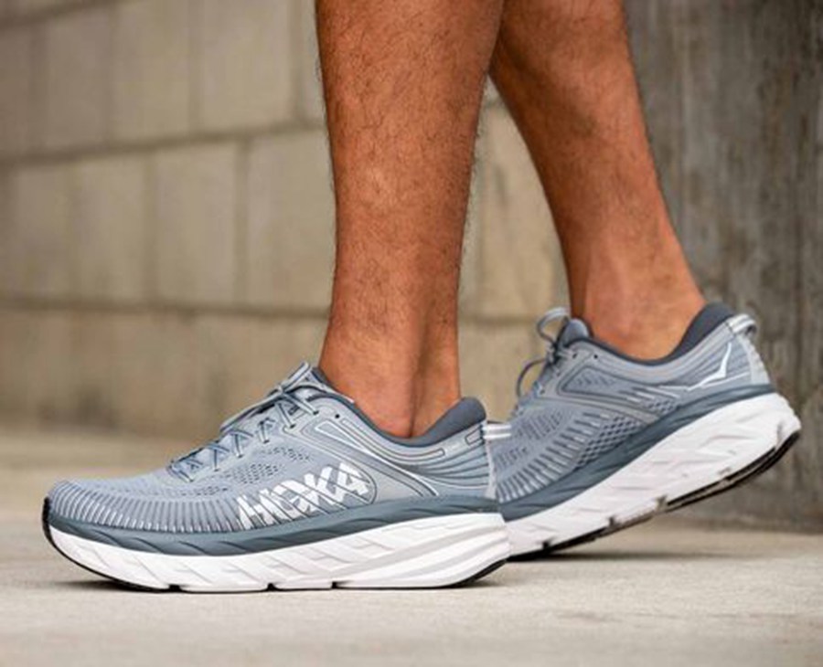 Hoka One One Running Shoes Mens Grey - Bondi 7 - 74953PWZR